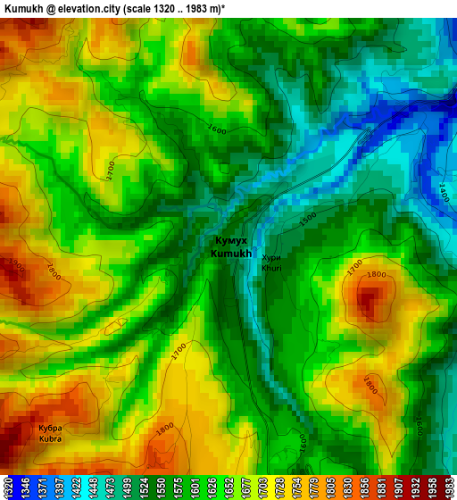 Kumukh elevation map