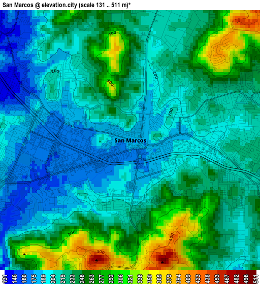 San Marcos elevation map