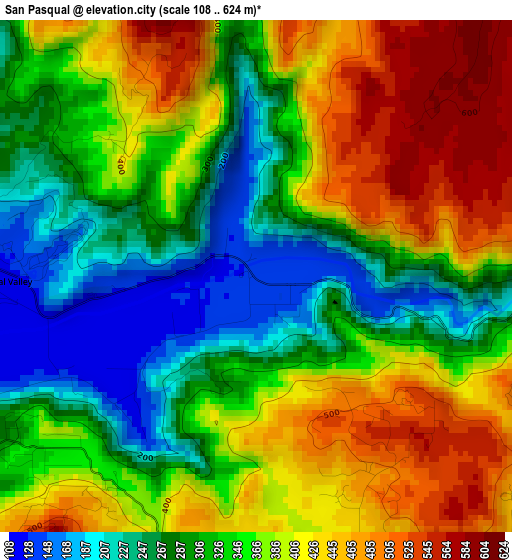 San Pasqual elevation map