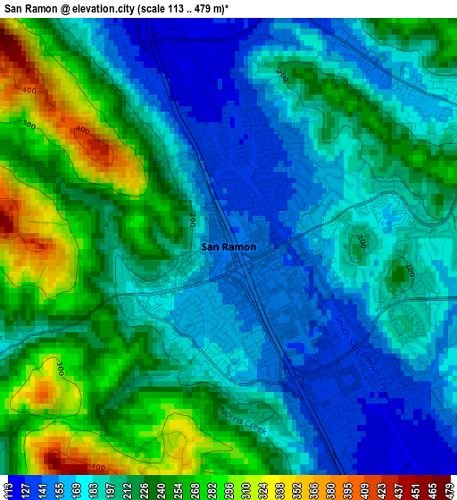 San Ramon elevation map