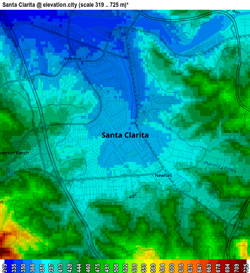 Santa Clarita elevation map