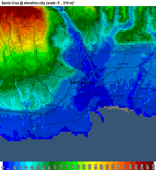 Santa Cruz elevation map