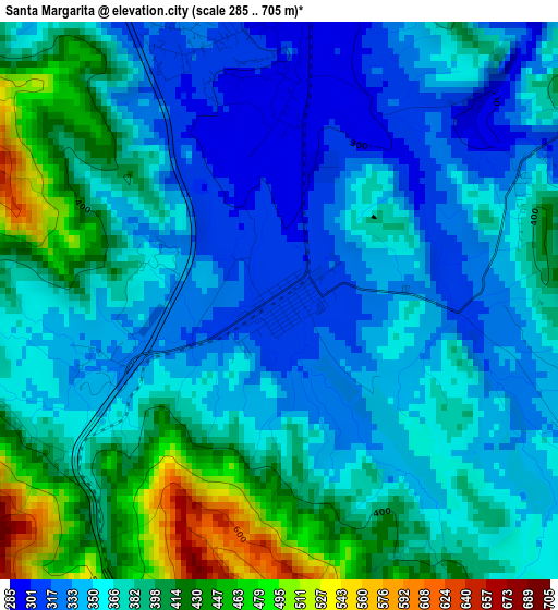 Santa Margarita elevation map