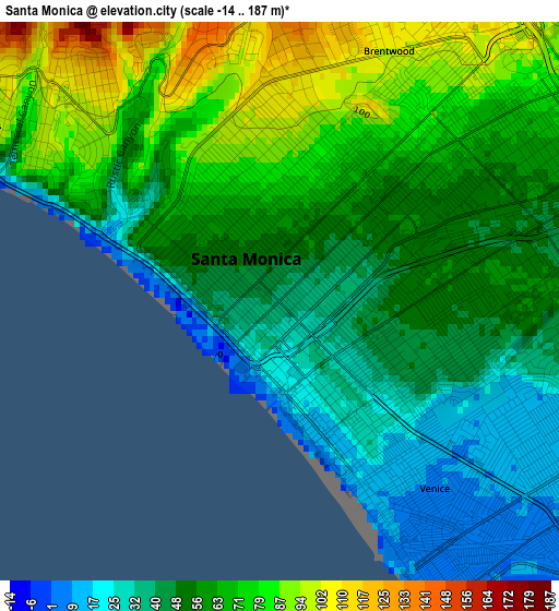 Santa Monica elevation map