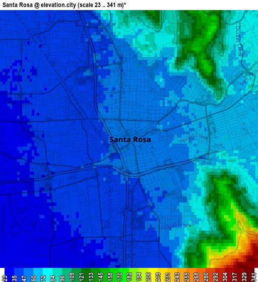 Santa Rosa elevation map