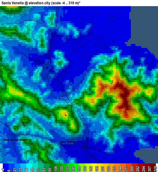 Santa Venetia elevation map