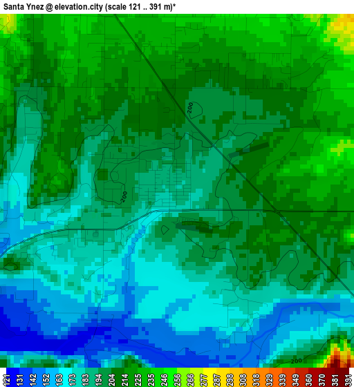 Santa Ynez elevation map