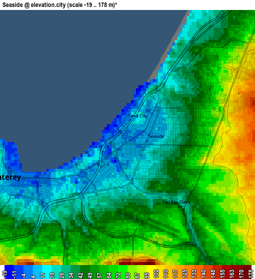 Seaside elevation map