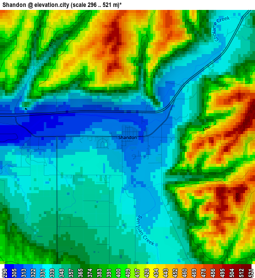 Shandon elevation map