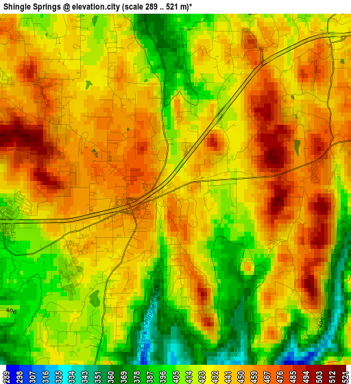 Shingle Springs elevation map