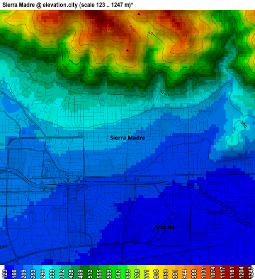 Sierra Madre elevation map