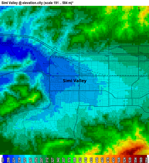 Simi Valley elevation map