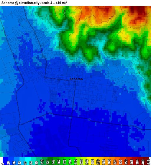 Sonoma elevation map