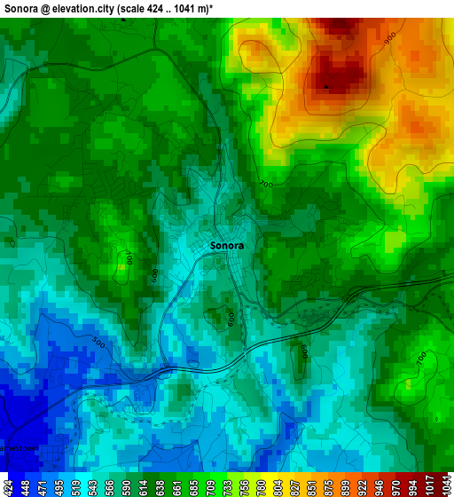 Sonora elevation map