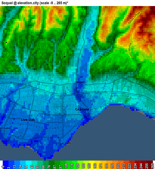 Soquel elevation map