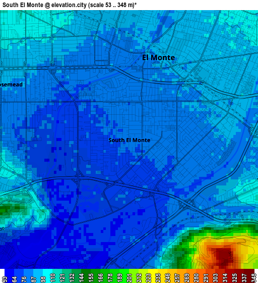 South El Monte elevation map