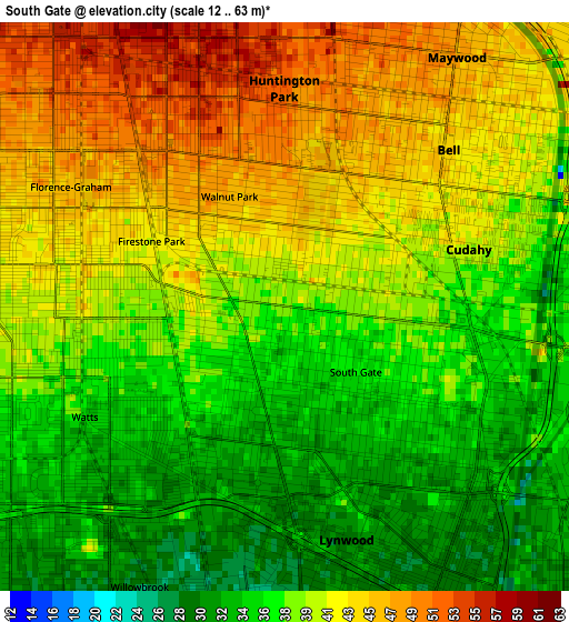 South Gate elevation map