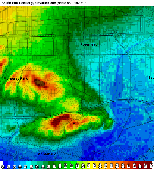 South San Gabriel elevation map