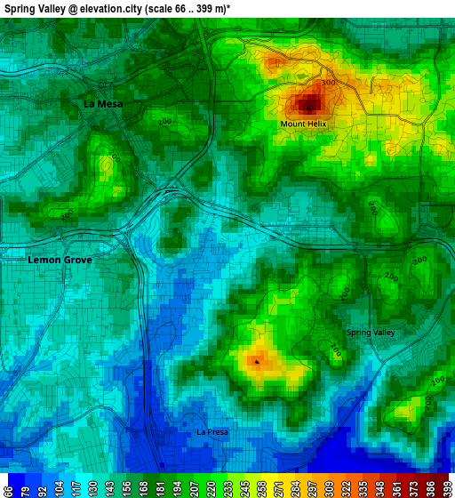 Spring Valley elevation map