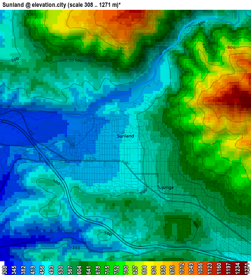 Sunland elevation map