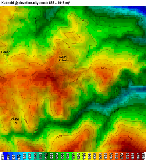 Kubachi elevation map