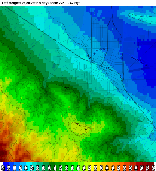 Taft Heights elevation map