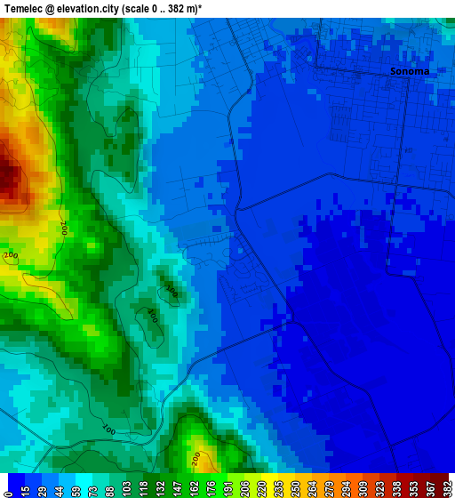 Temelec elevation map