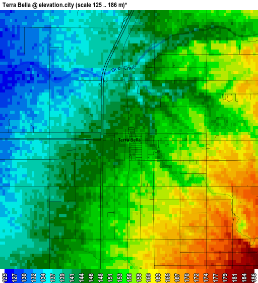 Terra Bella elevation map