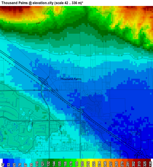 Thousand Palms elevation map