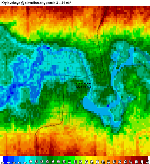 Krylovskaya elevation map