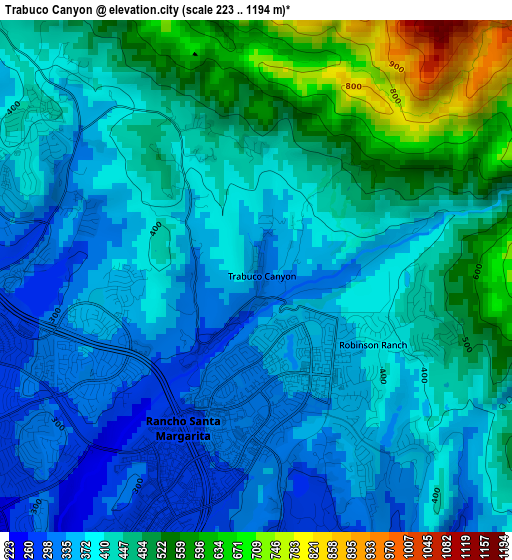 Trabuco Canyon elevation map