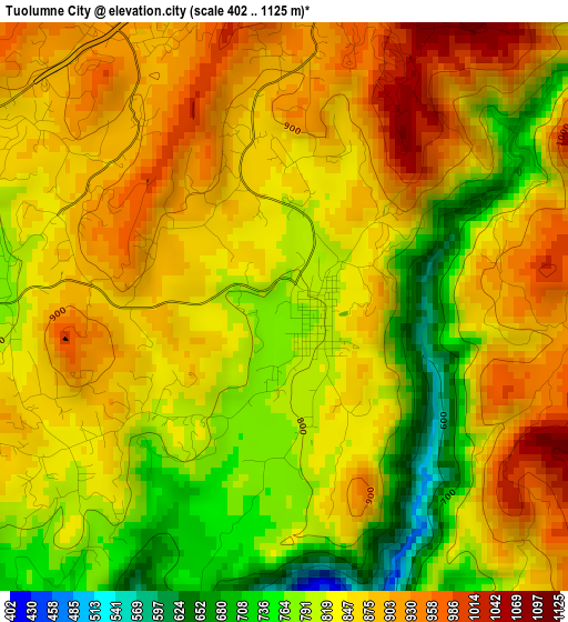 Tuolumne City elevation map