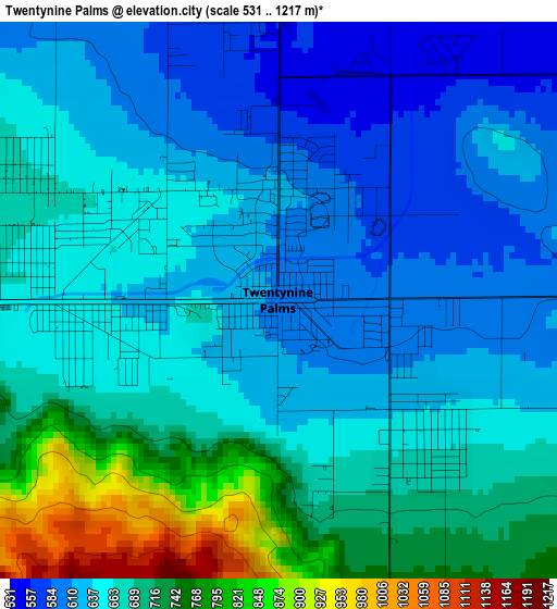 Twentynine Palms elevation map