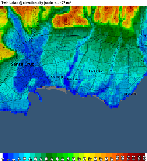 Twin Lakes elevation map