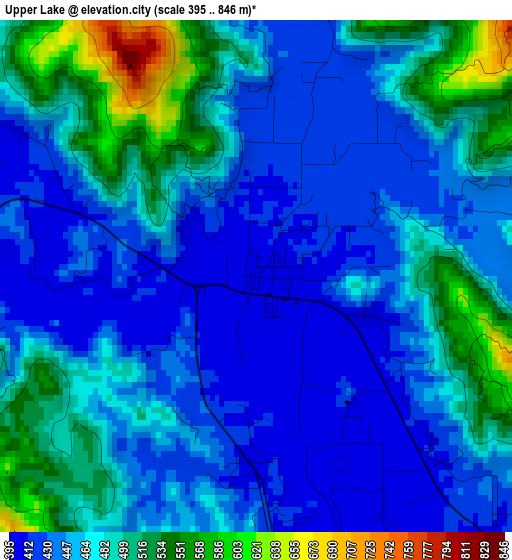 Upper Lake elevation map