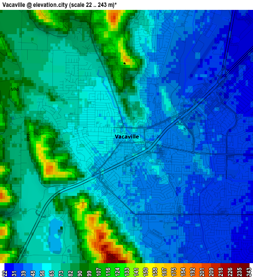 Vacaville elevation map