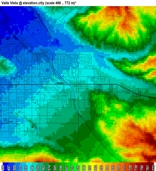 Valle Vista elevation map