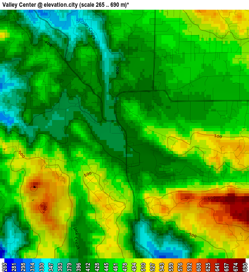 Valley Center elevation map