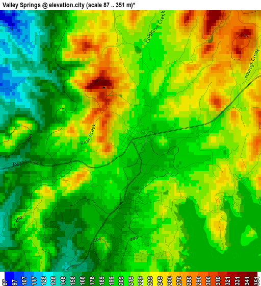 Valley Springs elevation map