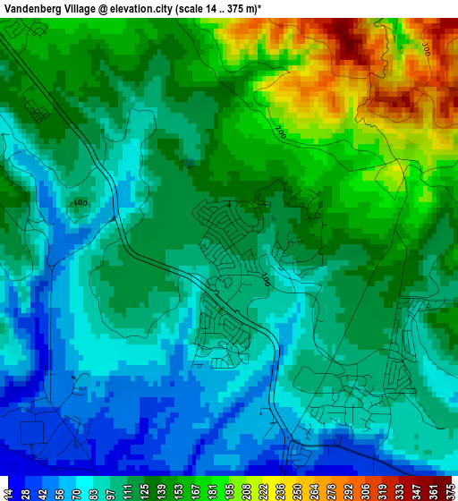 Vandenberg Village elevation map