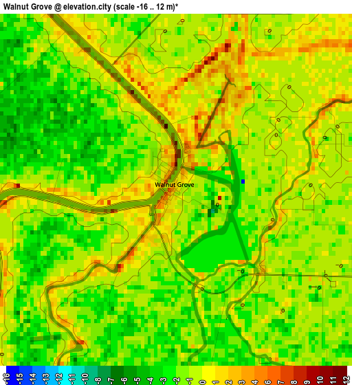 Walnut Grove elevation map