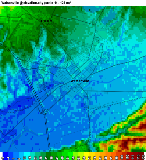 Watsonville elevation map