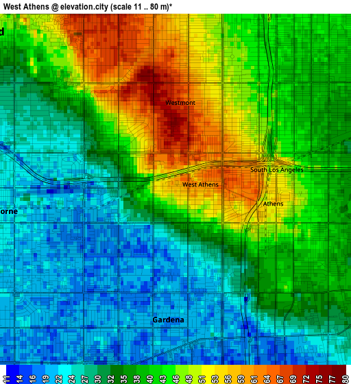 West Athens elevation map