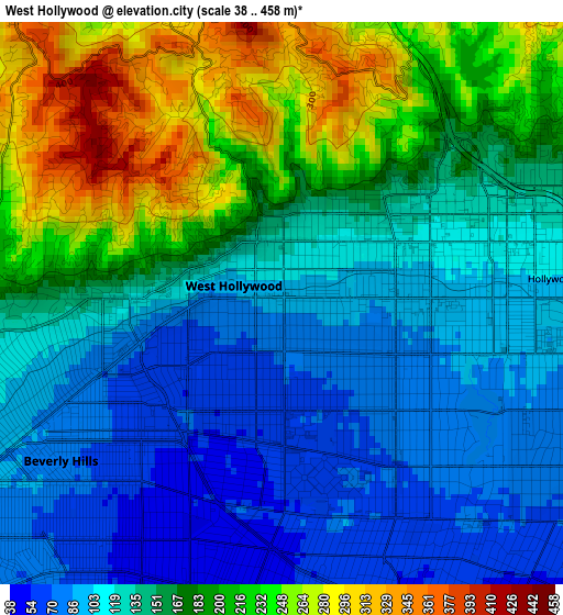 West Hollywood elevation map
