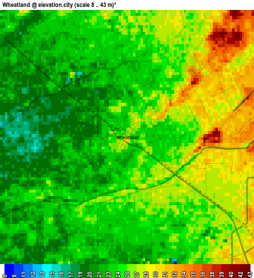 Wheatland elevation map