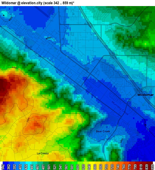 Wildomar elevation map