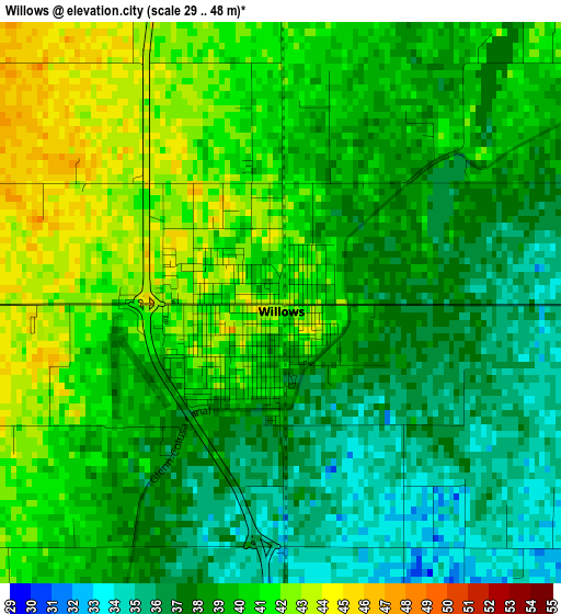 Willows elevation map