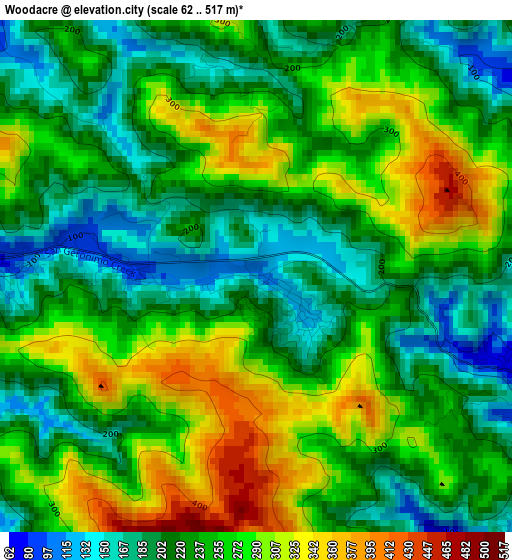 Woodacre elevation map