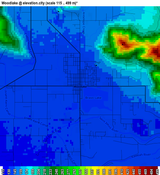 Woodlake elevation map