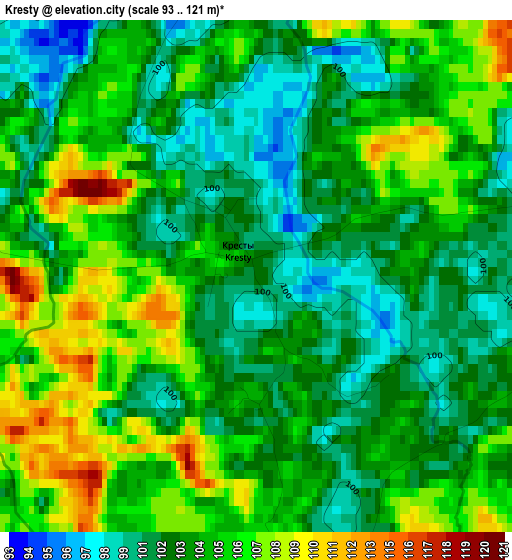 Kresty elevation map